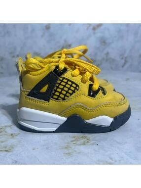 Jordan 4 Retro Lightning Toddler Youth Sz 4C Shoes Yellow Black Athletic Sneaker